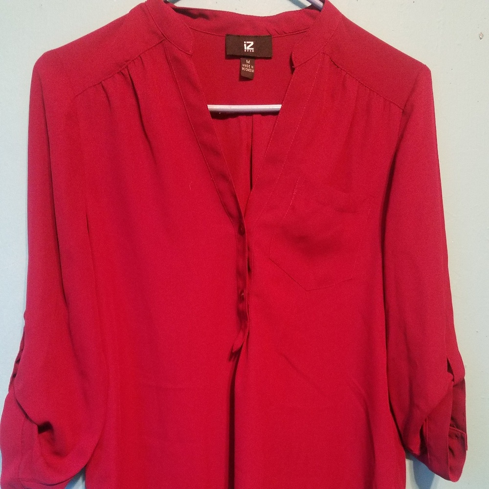 *SOLD* Mulberry/raspberry sheer 3/4 blouse